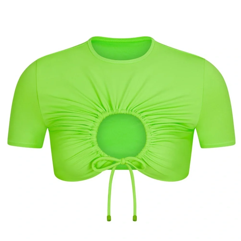 Skims Signature Swim Ruched T-Shirt |‎ LIMITED EDITION | Neon Green | NEW!!!💚💚